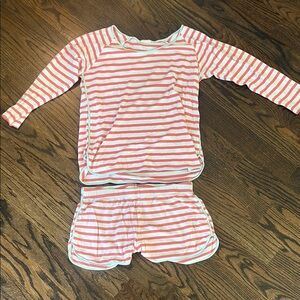 LAKE coral and White Striped Pajama Set for Cozy Sleep